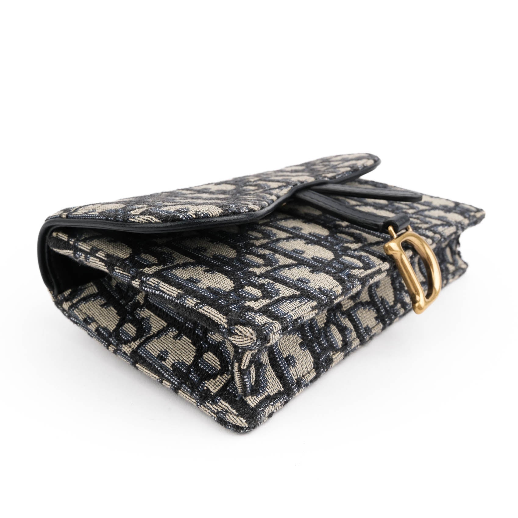 Dior Saddle Belt Pouch in Navy Oblique Jacquard with Aged Gold Hardware