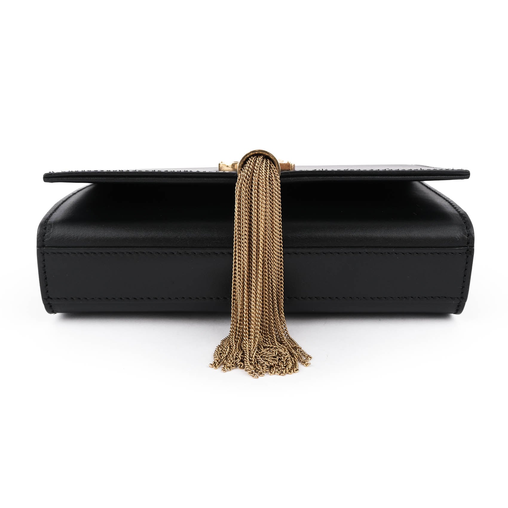 Saint Laurent Kate Small Tassel Bag in Black Smooth Leather with Gold Hardware