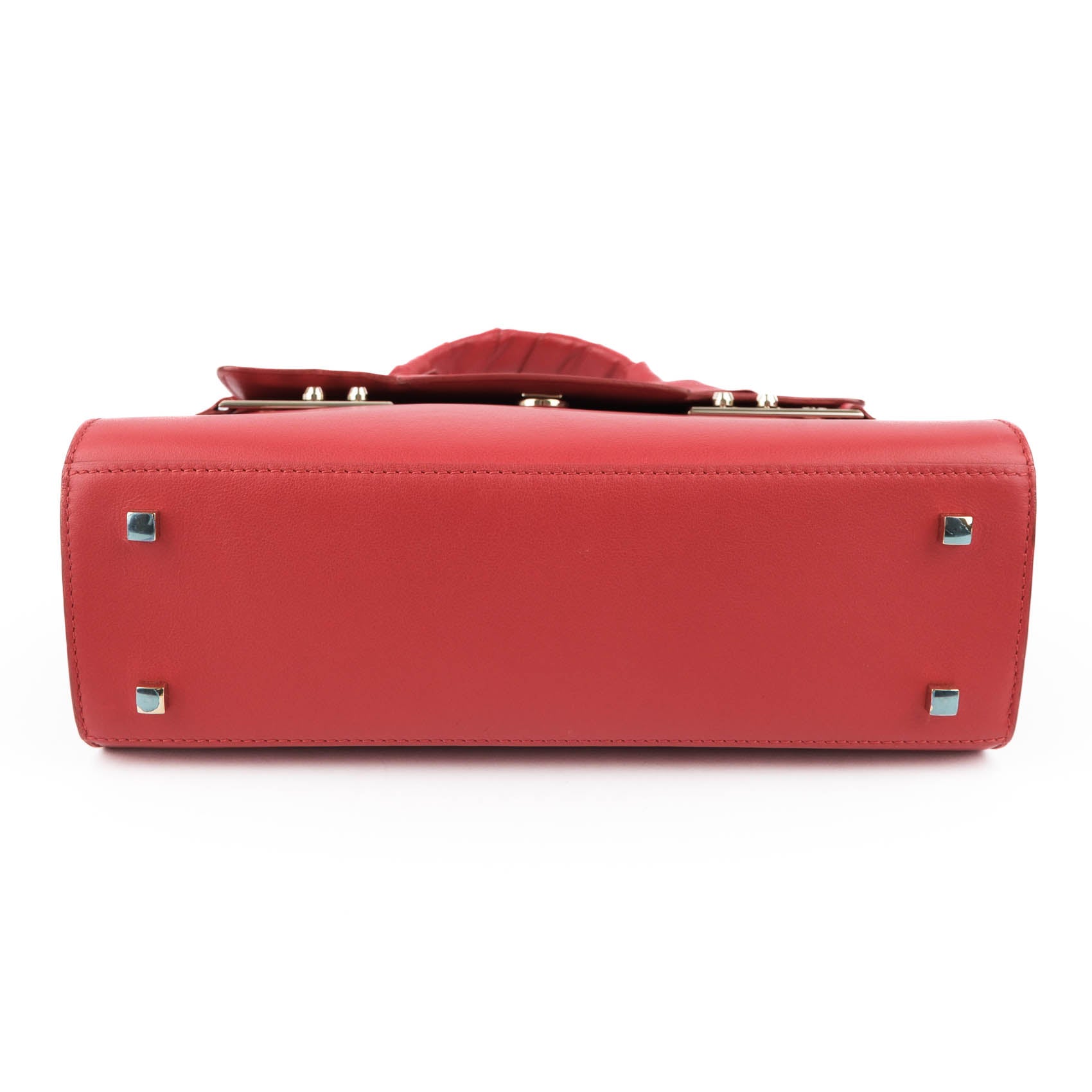 Delvaux Tempête MM Supple Calfskin Leather Bag - Lipstick Red with Knotted Handle