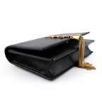 Saint Laurent (YSL) Kate Small Chain Shoulder Bag with Tassel in Black Smooth Leather 354121