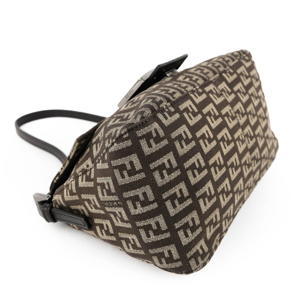 Fendi Zucchino Canvas Baguette Pouch - Discontinued Dark Gunmetal Edition