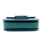 Gucci Horsebit 1955 Small Shoulder Bag in Imperial Blue and Pavone Green Leather