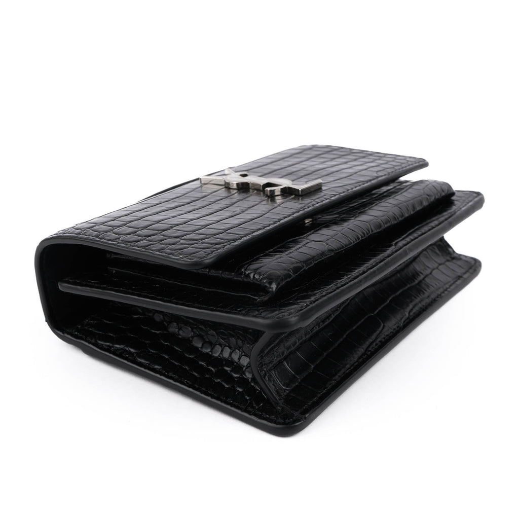 Saint Laurent Sunset Medium in Crocodile-Embossed Leather