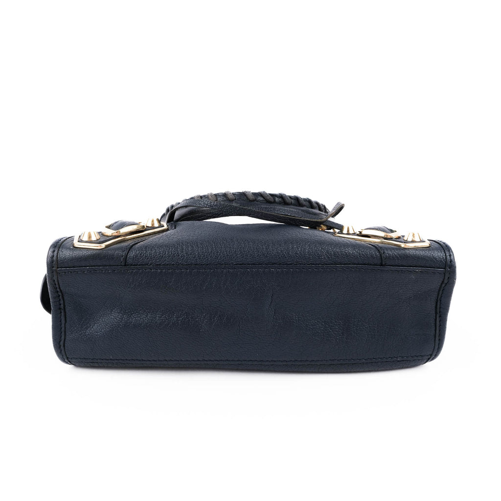 Balenciaga Classic City Mini Navy Leather Shoulder Mini City Crossbody Bag 309544