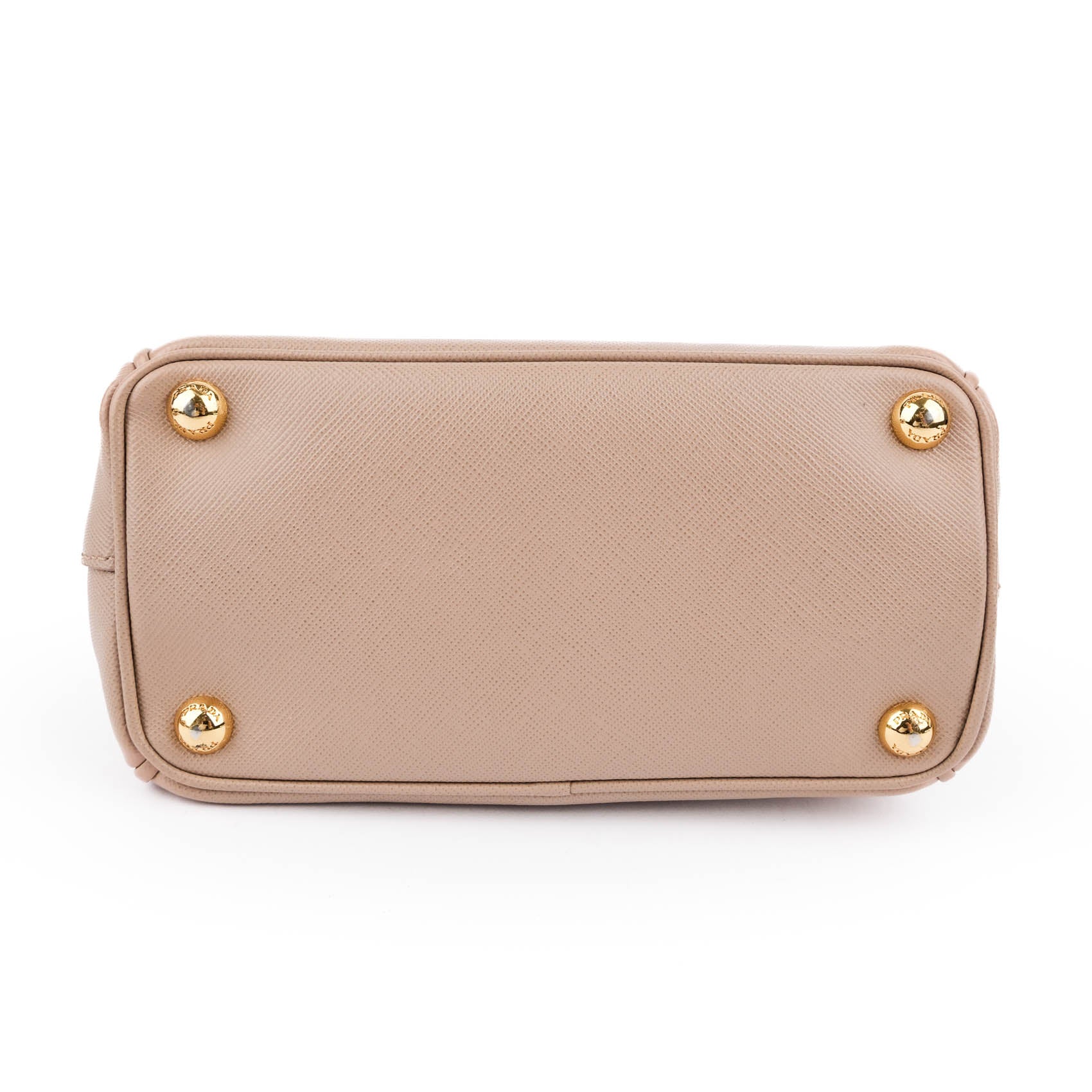 Prada Galleria Saffiano Mini 2-Way Handbag 1BA906 Beige Gold Hardware