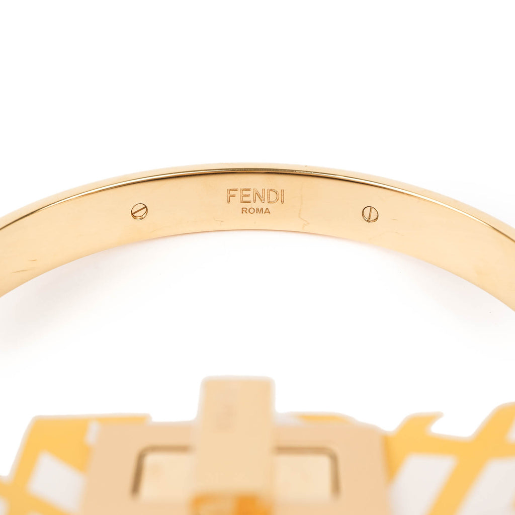 Fendi Mini Peekaboo 8BN244 Yellow White FF Print Leather 2WAY Top Handle Shoulder Bag