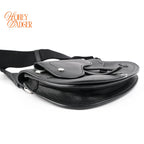 Dior Saddle Pouch Grained Calfskin Black Silver Hardware Rank A