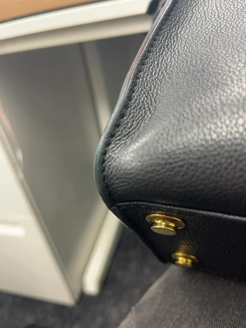 Louis Vuitton On My Side MM Calfskin Black Monogram Tufting Gold Hardware Rank AB
