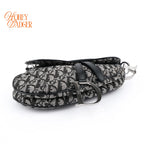 Dior Saddle Bag Trotter Canvas Black/Gray Rank A