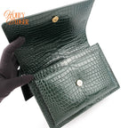 Saint Laurent Sunset Medium Croc-Embossed Leather Green Gold Hardware Rank A