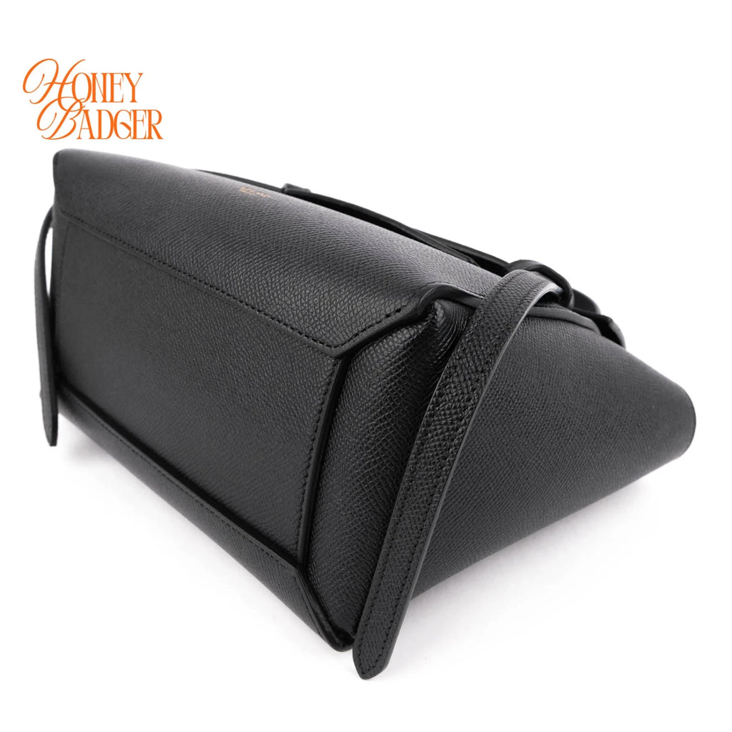 Celine Nano Belt Bag Grained Calfskin Black Gold Hardware Rank A