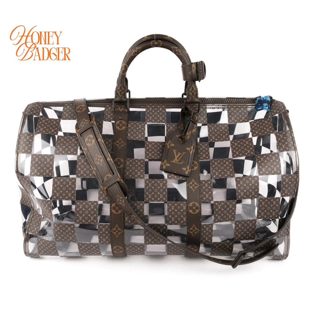 Louis Vuitton Keepall Bandoulière 50 Monogram Chess Brown/Clear Rank A