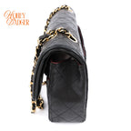 Chanel Classic Double Flap Medium 25 Quilted Lambskin Black Gold Hardware Rank AB