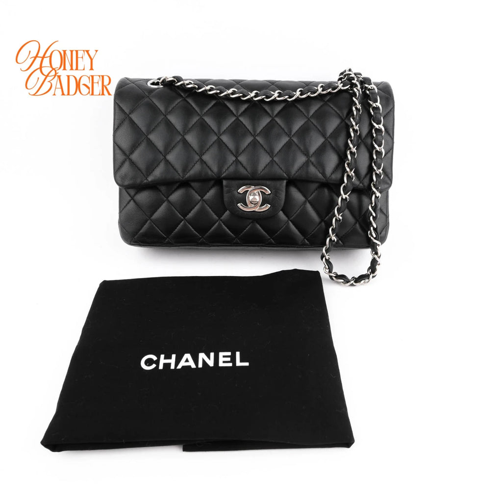 Chanel Classic Flap Medium Black Lambskin Rank A
