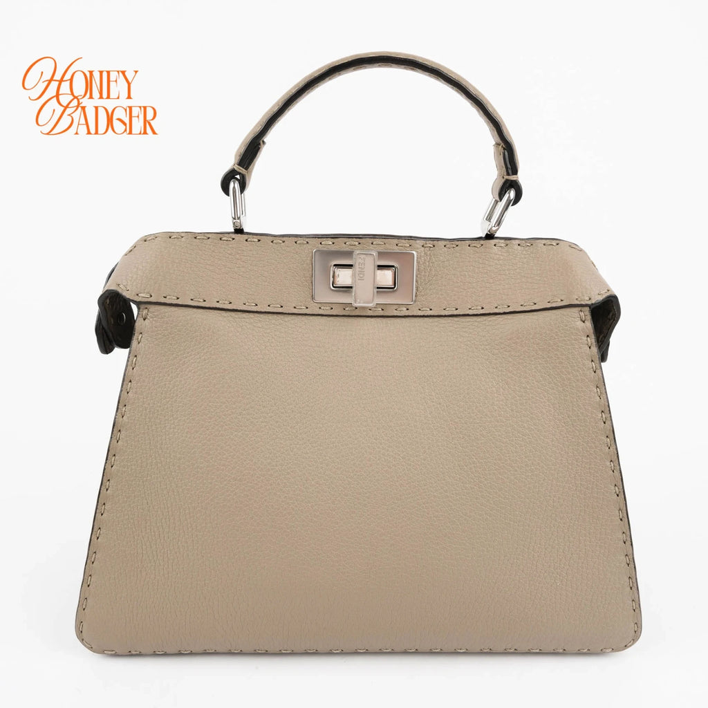 Fendi Peekaboo Small Beige Leather Grade A