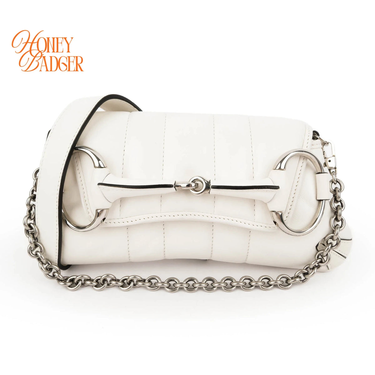 Gucci Horsebit 1955 Small Leather White Silver Hardware Rank S