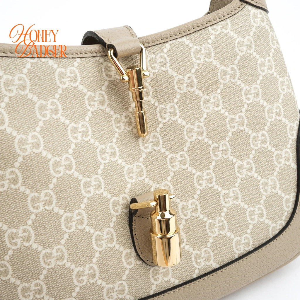 Gucci Jackie 1961 Small GG Supreme Beige Leather Gold Hardware Rank S