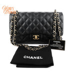 Chanel Classic Flap Jumbo Leather Black Gold Hardware Rank A