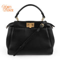 Fendi Peekaboo ISeeU Mini Black Leather 2Way Bag G3507 Rank A