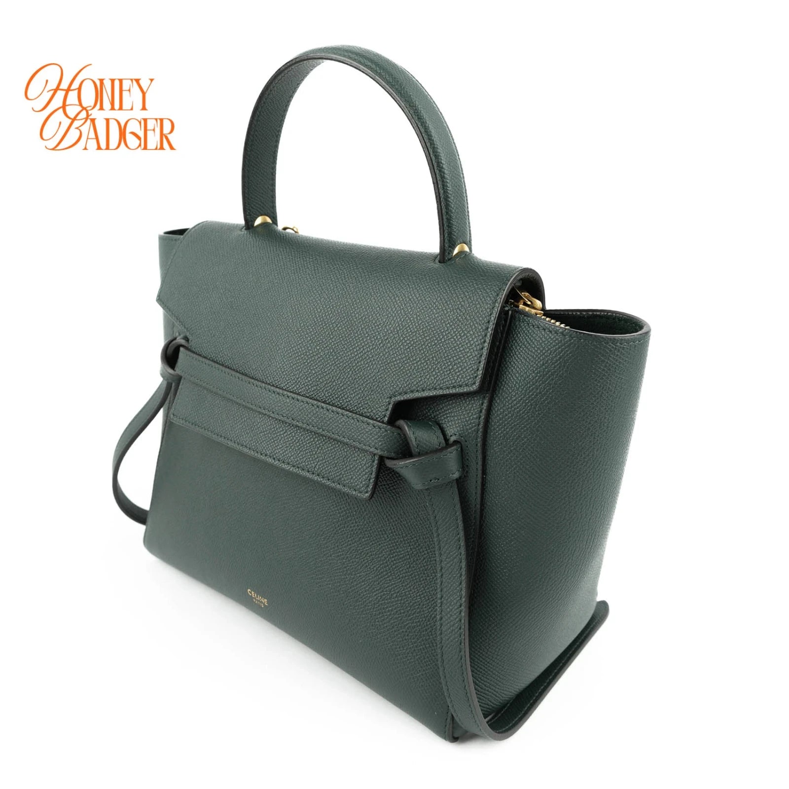 Celine Belt Bag Medium Dark Green Leather Grade A
