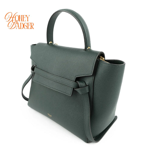 Celine Belt Bag Medium Dark Green Leather Grade A