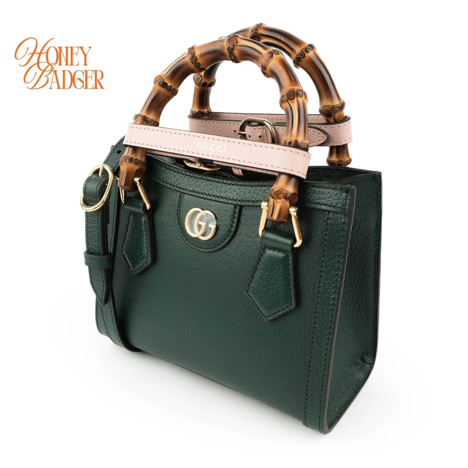 Gucci Diana Mini Tote Bag Green Leather 2WAY Shoulder Bag 702732