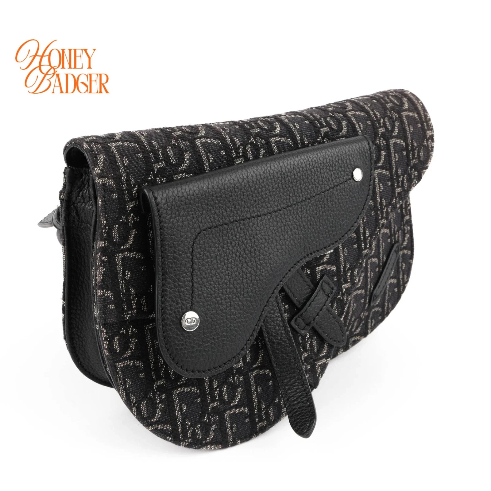 Dior Saddle Slim Pouch Oblique Jacquard Black Navy White 2WAY Bag