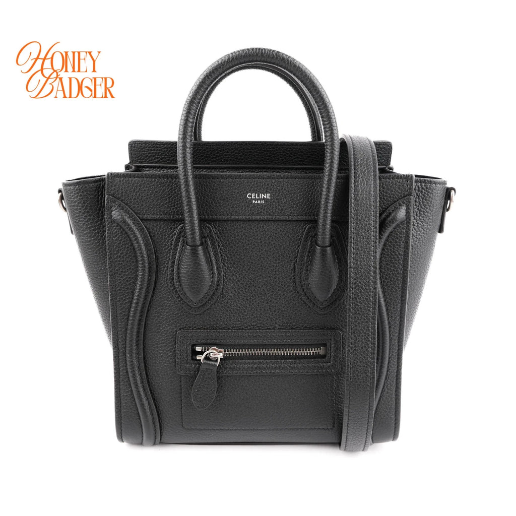 Celine Luggage Nano Leather Bag Black Rank A