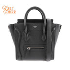 Celine Luggage Nano Leather Bag Black Rank A