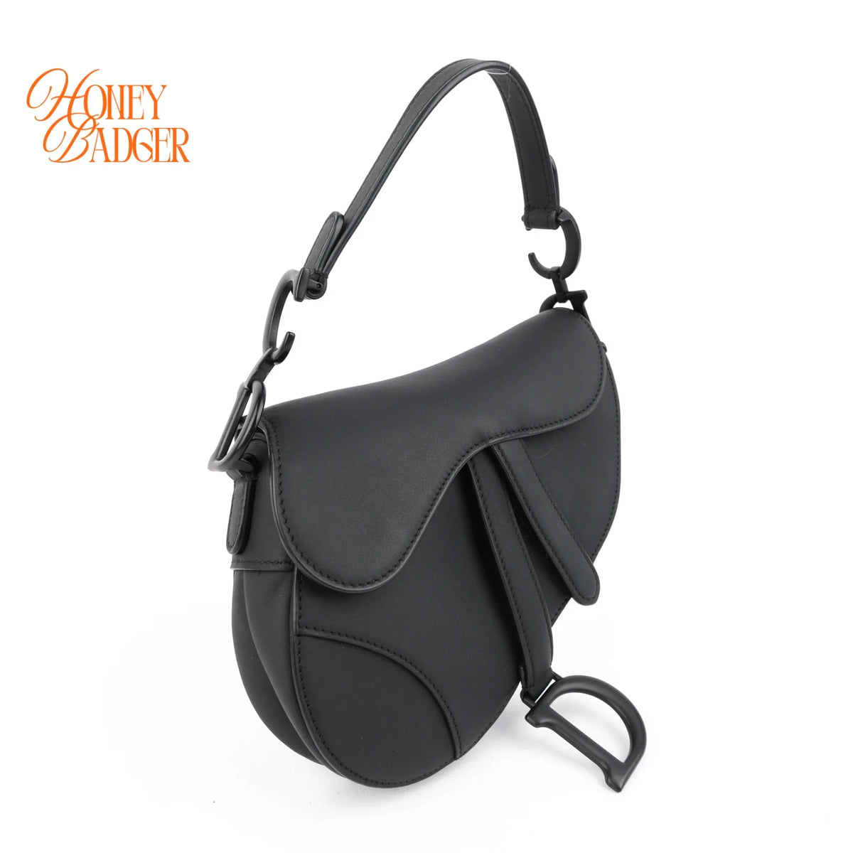 Dior Mini Saddle Bag Black Ultramatte Calfskin 2Way Handbag Shoulder Bag Rank A