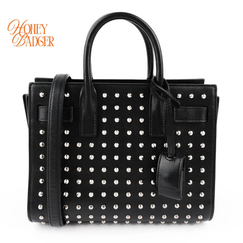 Saint Laurent Sac de Jour Nano Studded Black Leather 2Way Bag M1763 Rank A