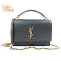 Saint Laurent Top Handle Sunset Chain Wallet Smooth Leather Storm Gold Hardware Rank AB