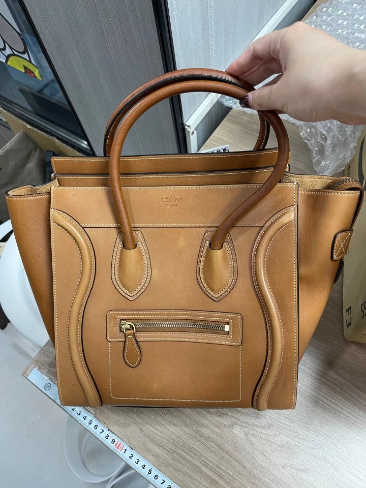 Celine Luggage Micro Smooth Calfskin Brown Gold Hardware Rank B