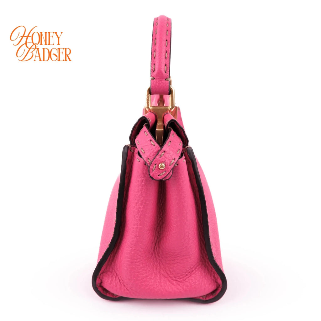 Fendi Peekaboo Mini Selleria Grained Leather Pink Rank A