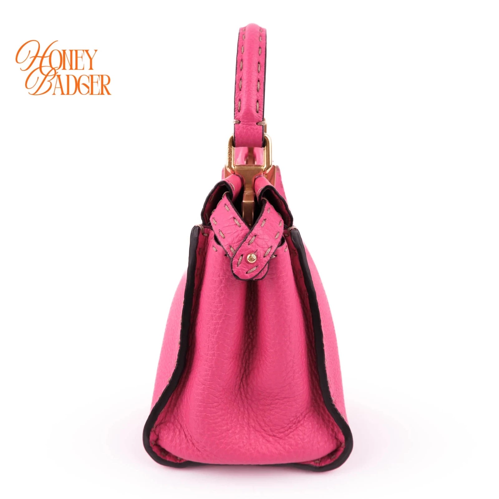 Fendi Peekaboo Mini Selleria Grained Leather Pink Rank A