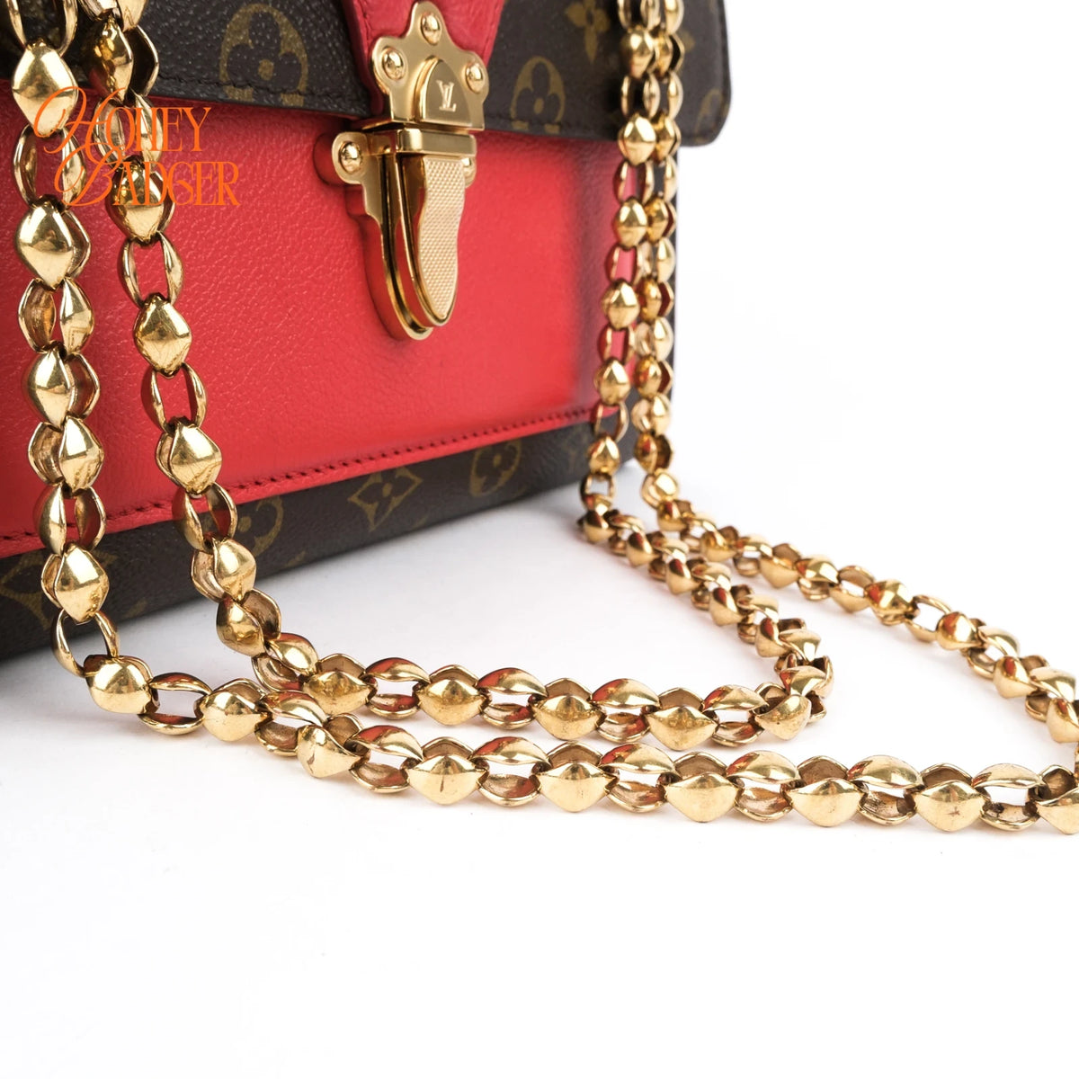 Louis Vuitton Victoire Monogram Cerise Red Chain Shoulder Bag Rank A
