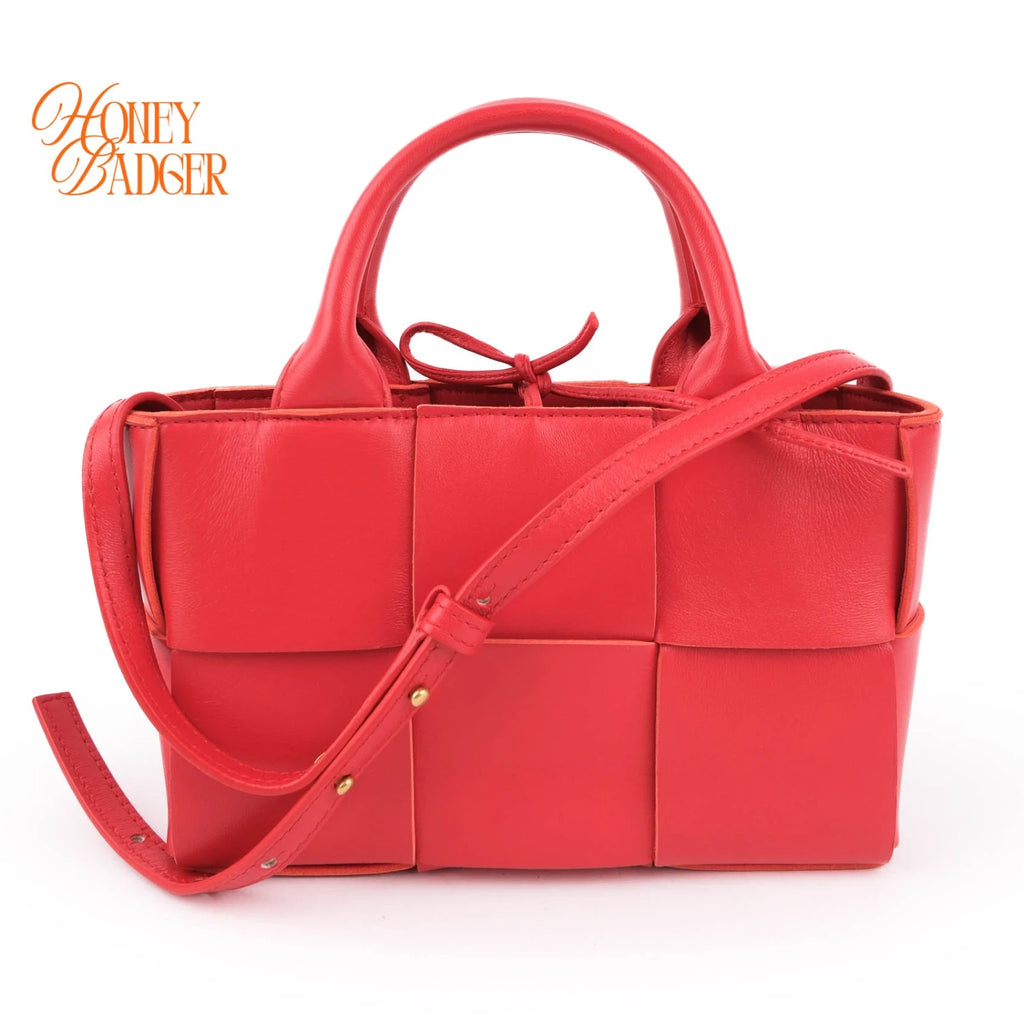 Bottega Veneta Arco Tote Mini Intrecciato Leather Red 2WAY Bag