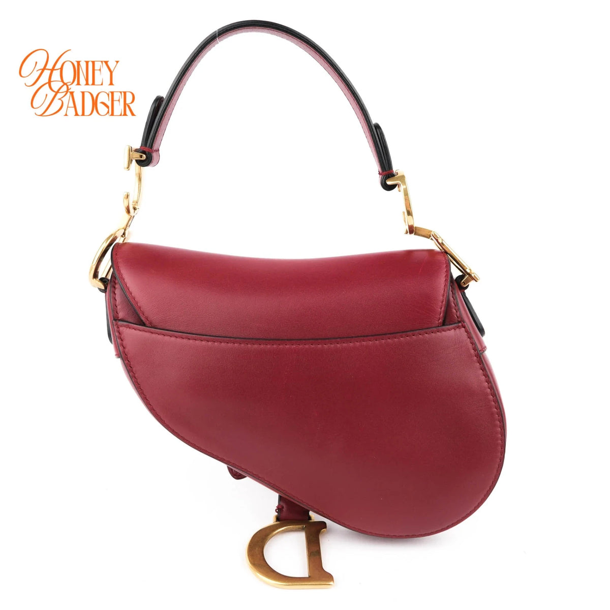 Dior Mini Saddle Bag Calfskin Leather Red Gold Hardware Rank A
