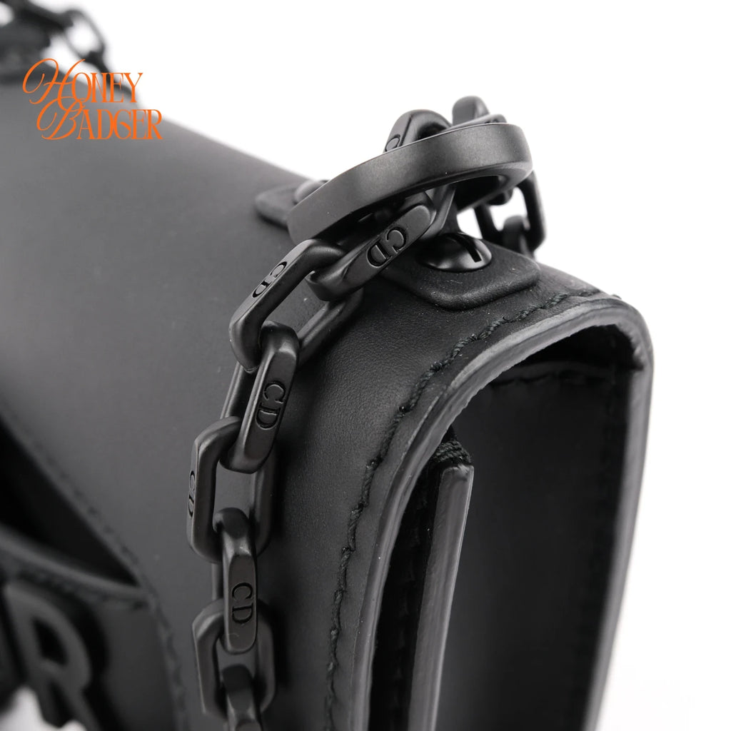 Dior J'Adior Mini Ultra-Matte Calfskin Chain Shoulder Bag All Black Rank A