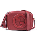 Gucci Soho Disco Small Shoulder Bag Grained Leather Red Gold Hardware