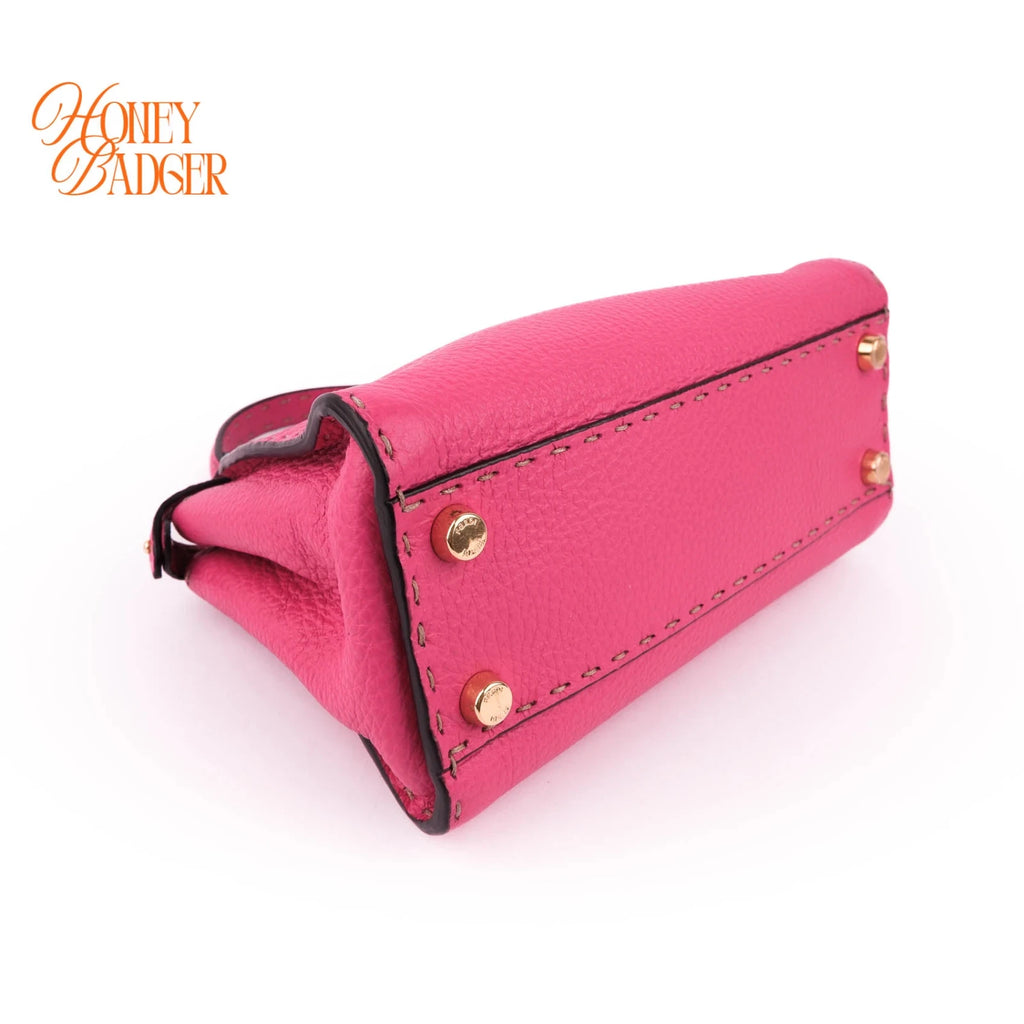 Fendi Peekaboo Mini Selleria Grained Leather Pink Rank A