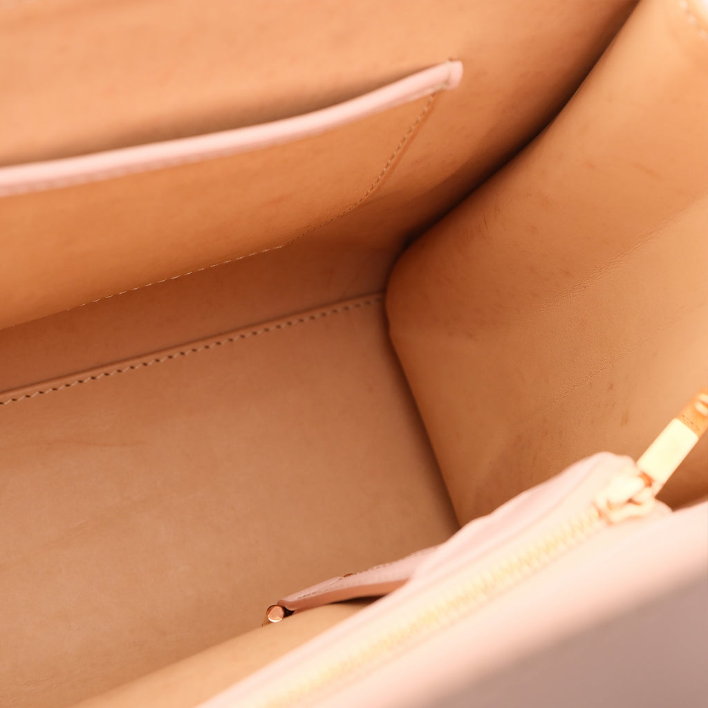 Delvaux Tempete MM Leather 2 Way Handbag Pink Mirror Included