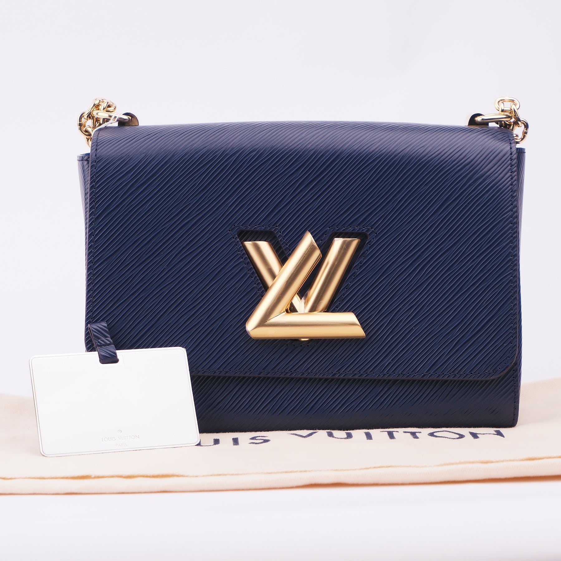 Louis Vuitton Epi Twist MM Blue Gold Hardware Shoulder Bag M53090
