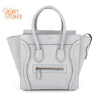Celine Luggage Micro Drummed Calfskin Blue Grey Gold Hardware Rank A