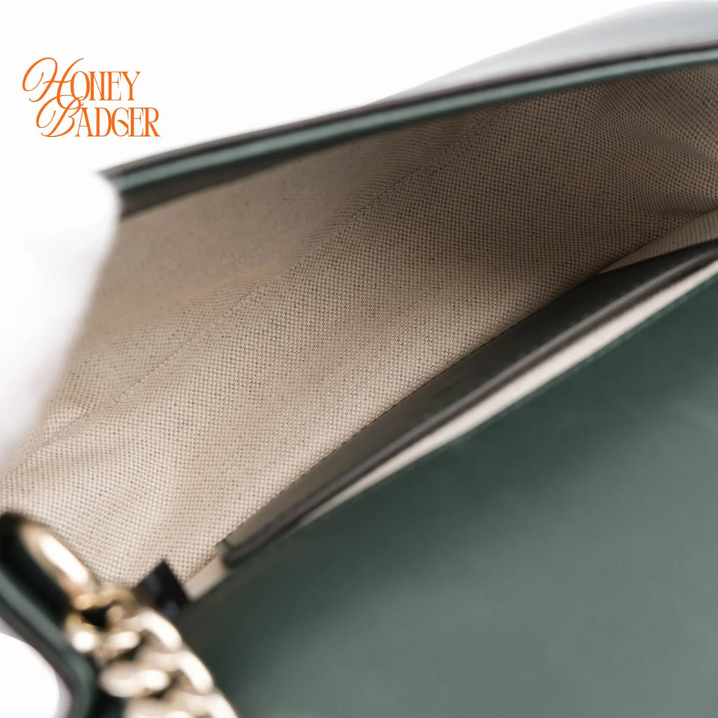 Gucci Blondie Small Chain Shoulder Bag Forest Green Leather Gold Hardware