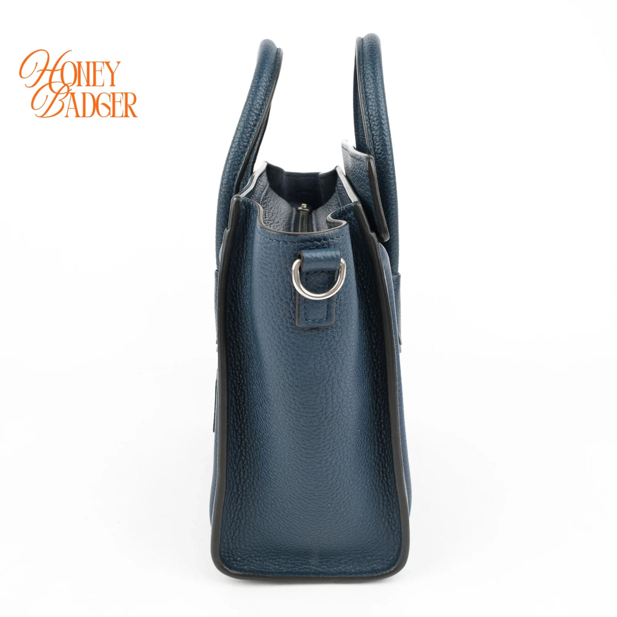 Celine Luggage Nano Grained Leather Navy Blue Rank A
