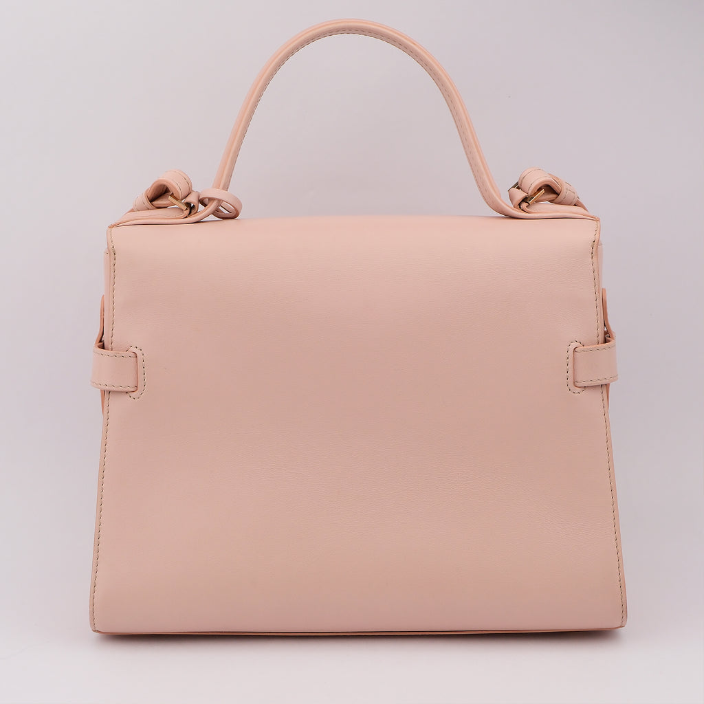 Delvaux Tempete MM Leather 2 Way Handbag Pink Mirror Included