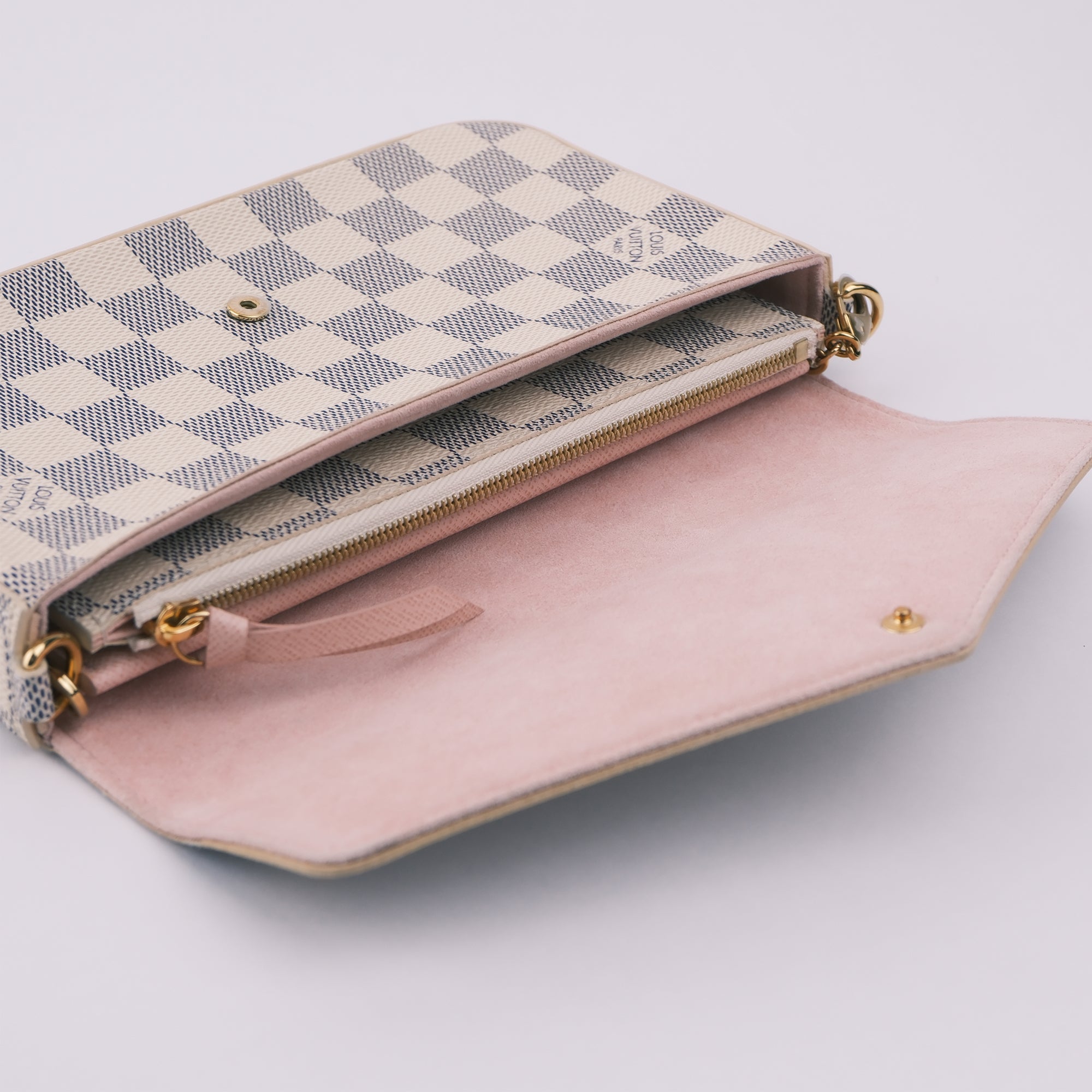 Louis Vuitton Pochette Felicie Damier Azur White Canvas Shoulder Bag - RFID Chip