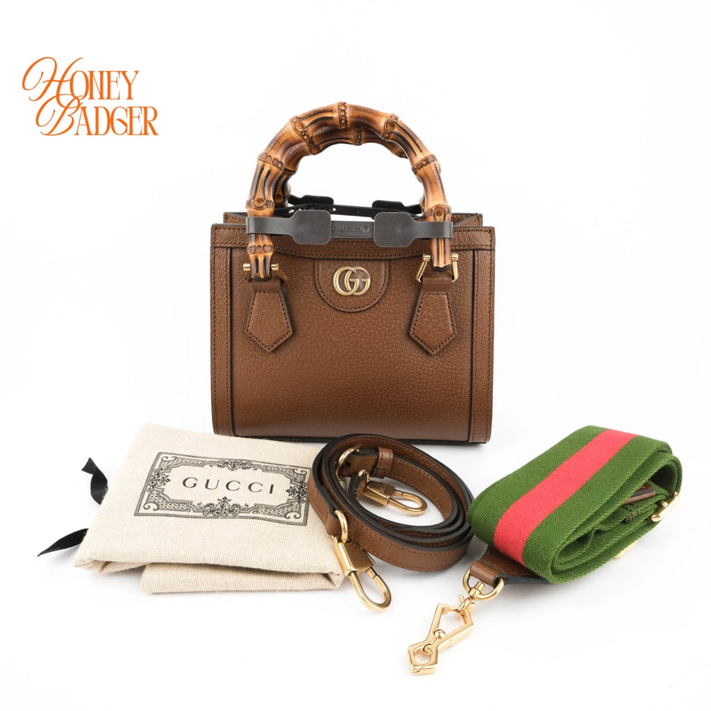 Gucci Diana Mini Leather Brown Rank S
