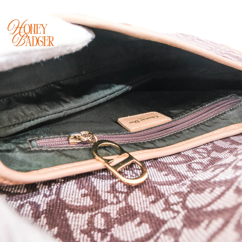Dior Vintage Saddle Bag Trotter Canvas Brown Gold Hardware — Rank Not Provided
